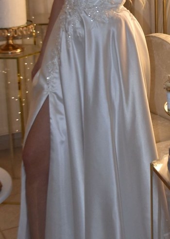 beyaz saten elbise - Görsel 5