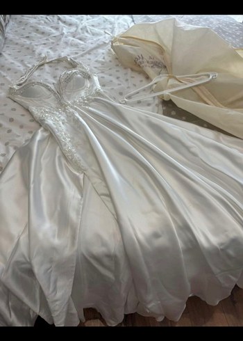 beyaz saten elbise - Görsel 6