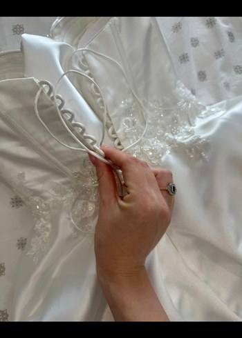 beyaz saten elbise - Görsel 7