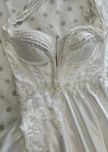 beyaz saten elbise - Görsel 4