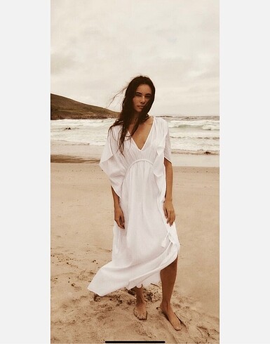 Zara beyaz kaftan elbise