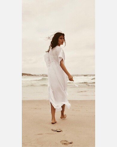 s Beden Zara beyaz kaftan elbise