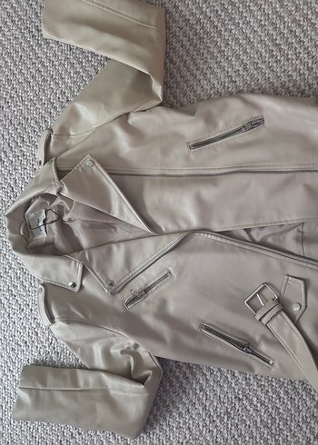 Bej Deri Midi Kadın Ceket - Görsel 3