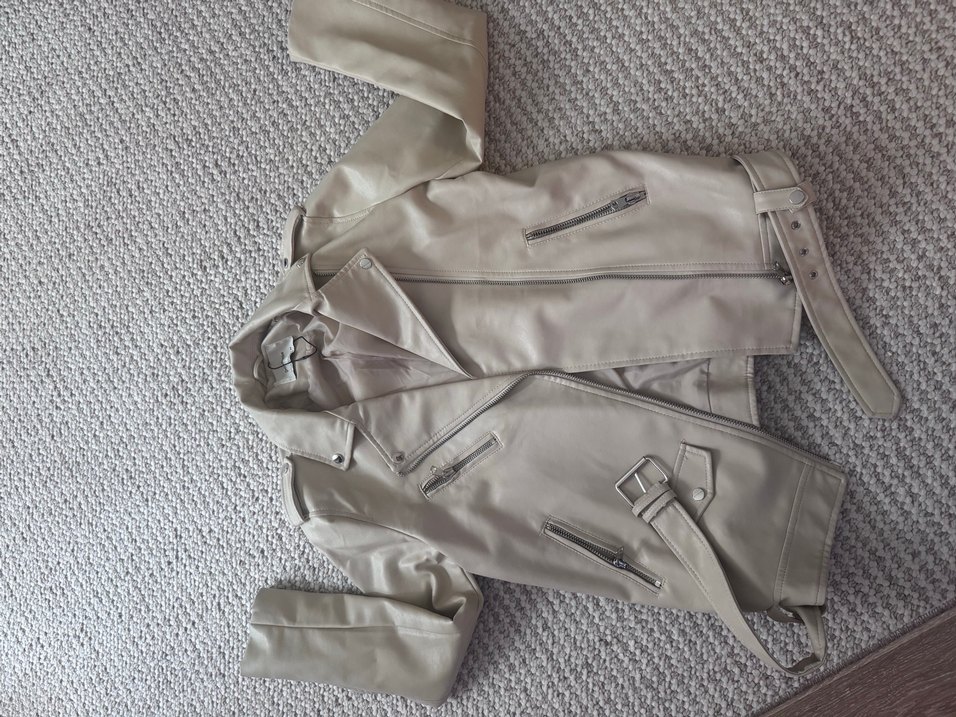 Bej Deri Midi Kadın Ceket - Görsel 3