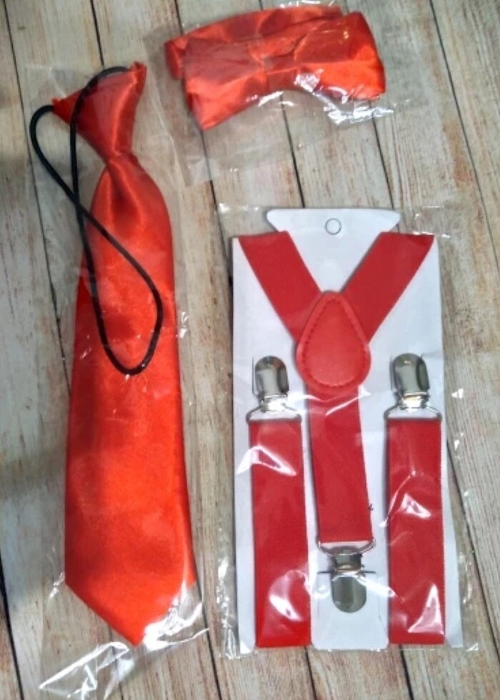 Çocuk papyon kravat ve pantolon askısı seti - Görsel 4