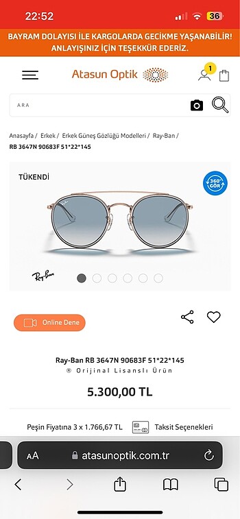 Rayban güneş gözlüğü