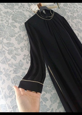 Siyah Uzun Kollu Drapeli Kadın Elbise - Görsel 7