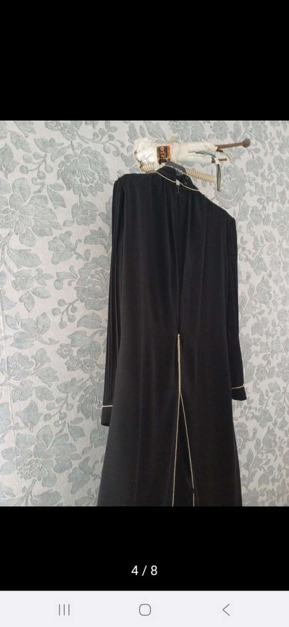 Siyah Uzun Kollu Drapeli Kadın Elbise - Görsel 4