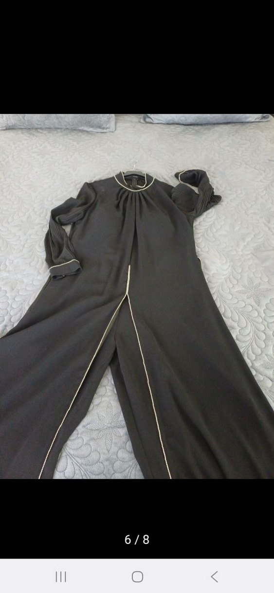 Siyah Uzun Kollu Drapeli Kadın Elbise - Görsel 2