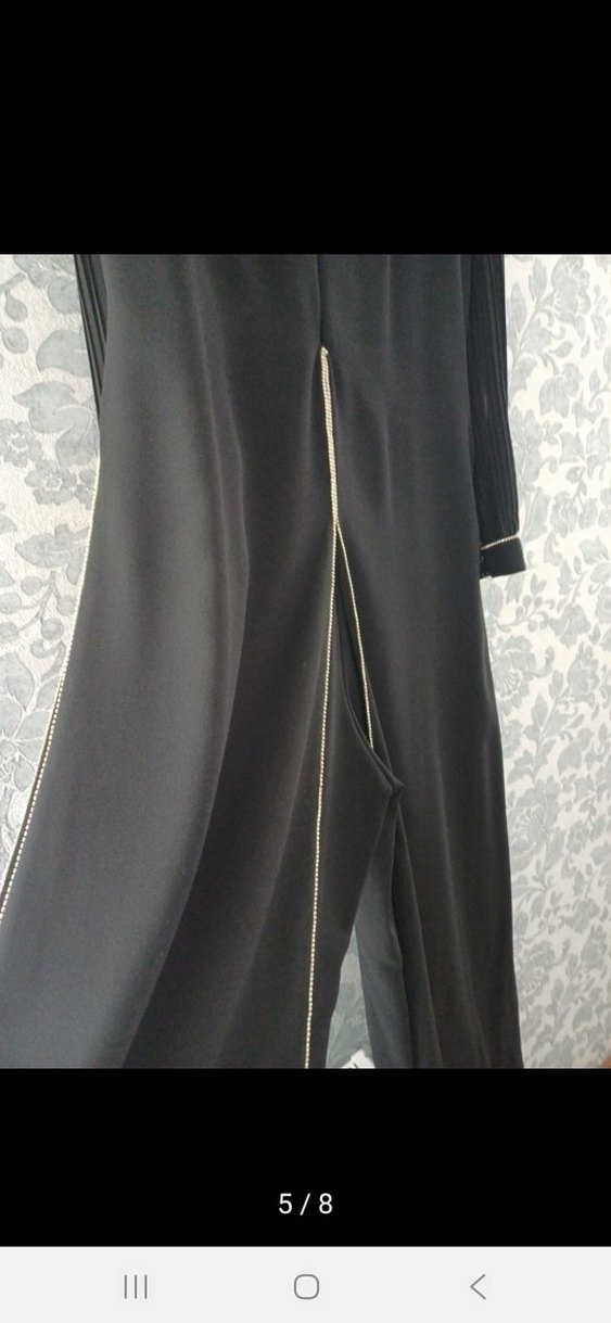 Siyah Uzun Kollu Drapeli Kadın Elbise - Görsel 3