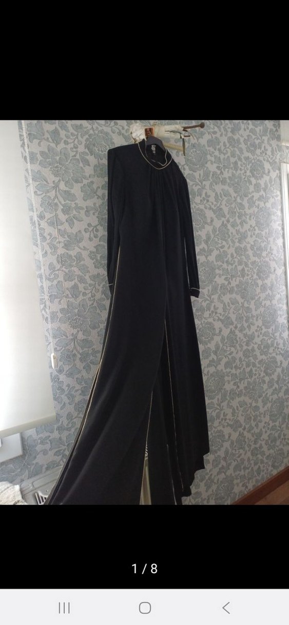 Siyah Uzun Kollu Drapeli Kadın Elbise - Görsel 5