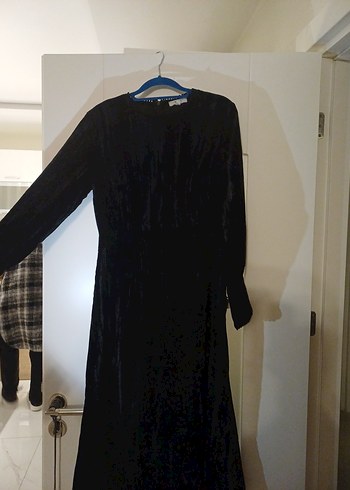 TWIST Siyah kadife kumaş elbise - Görsel 4