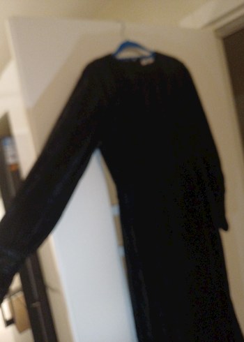 TWIST Siyah kadife kumaş elbise - Görsel 3