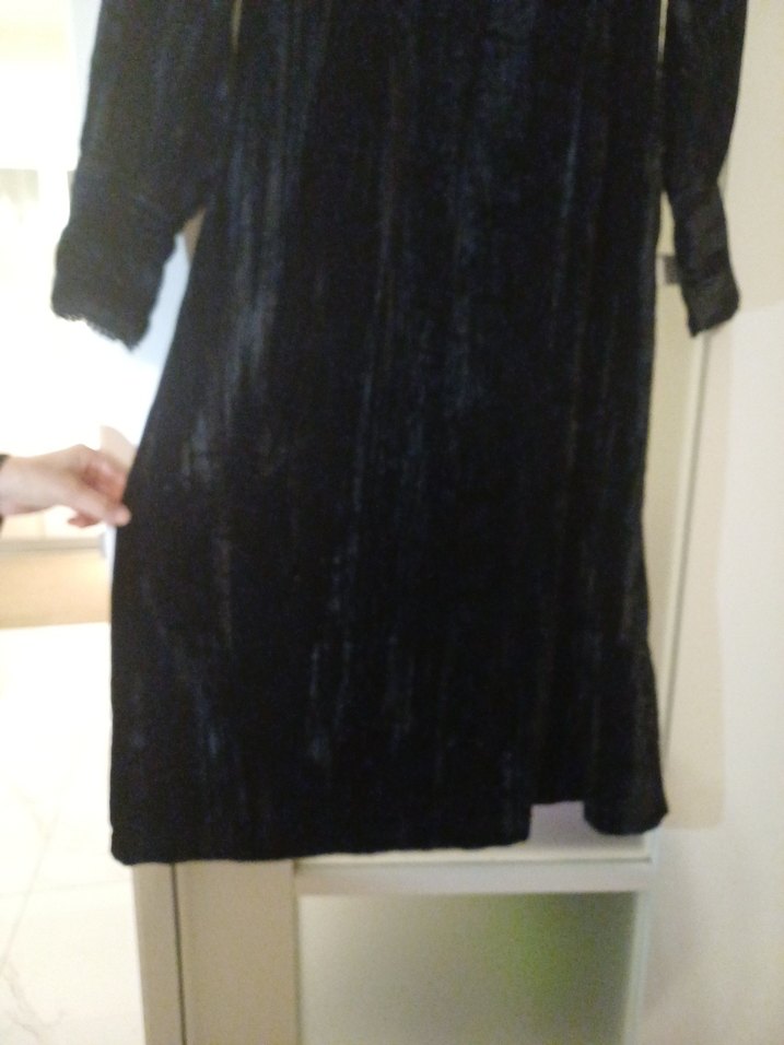 TWIST Siyah kadife kumaş elbise - Görsel 2