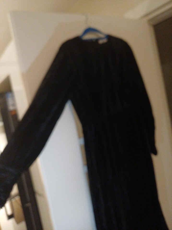 TWIST Siyah kadife kumaş elbise - Görsel 3