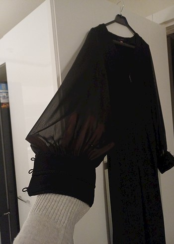 Uzun Siyah Gotik Kadın Elbise - Görsel 9