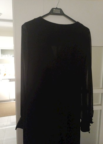 Uzun Siyah Gotik Kadın Elbise - Görsel 6