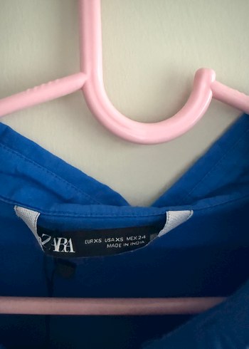 Zara Mavi Nakışlı Bohem Uzun Kollu Gömlek