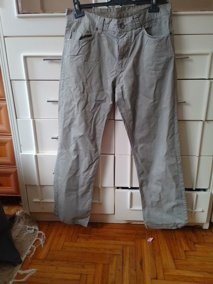 Gri Keten Erkek Pantolon, Kemerli, Rahat Kesim - Görsel 2