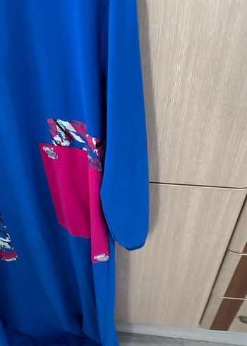 Puane Mavi Baskılı Uzun Elbise