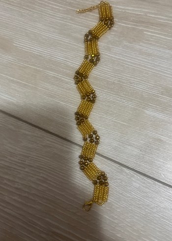 Altın Renkli Boncuklu Yılan Desenli Bohem Bileklik - Görsel 2