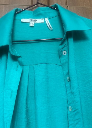 Düğmeli Turkuaz zaten Kadın Gömlek - Görsel 3