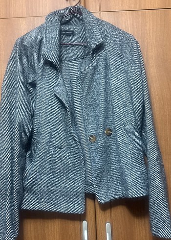 Gri Mini Denim Kadın Ceket - Görsel 3