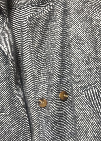 Gri Mini Denim Kadın Ceket - Görsel 4