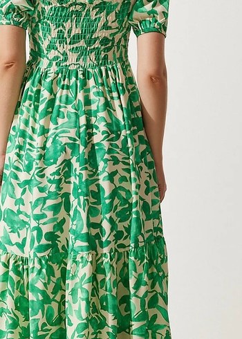 Yeşil Desenli gipe elbise - Görsel 3