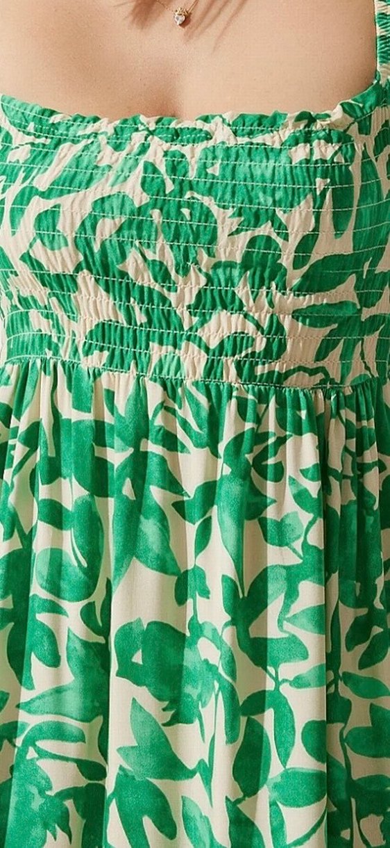 Yeşil Desenli gipe elbise - Görsel 2