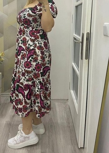 Çiçek Desenli Uzun Bohem Elbise - Görsel 3