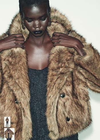 ZARA 
Kahverengi  Kısa Suni Kürk Ceket - Görsel 3