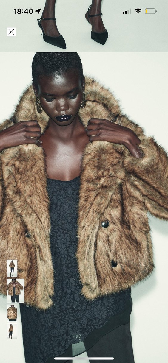 ZARA 
Kahverengi  Kısa Suni Kürk Ceket - Görsel 3