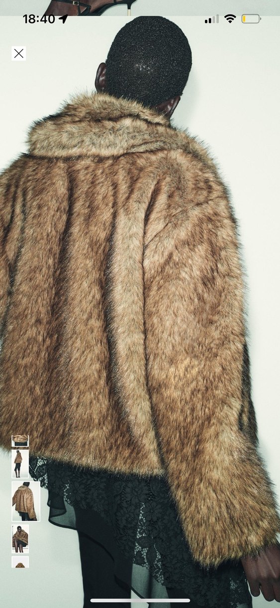 ZARA 
Kahverengi  Kısa Suni Kürk Ceket - Görsel 2