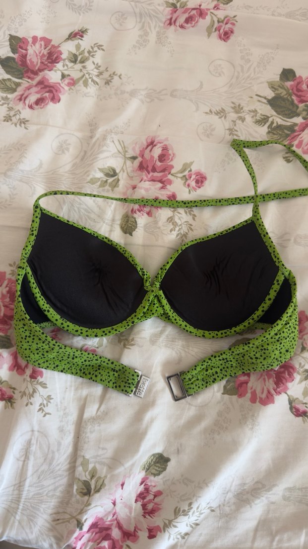 Yeşil Desenli Bağlamalı Bikini Üstü - Görsel 5