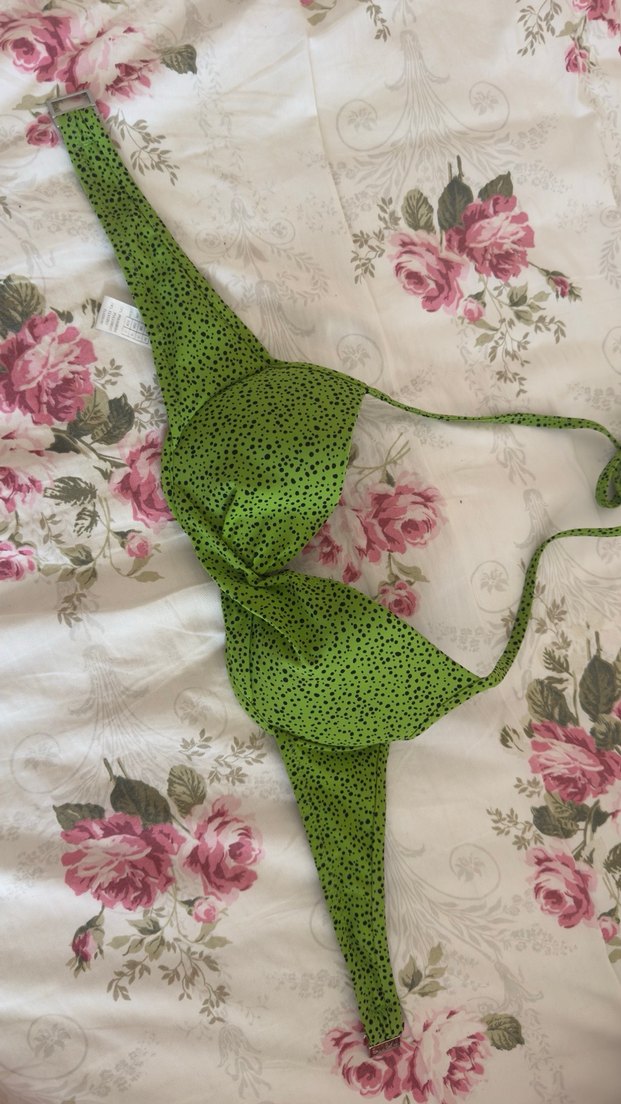 Yeşil Desenli Bağlamalı Bikini Üstü - Görsel 2