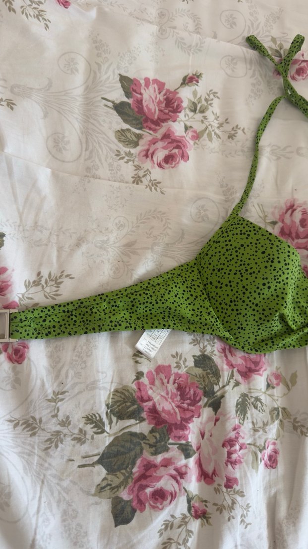 Yeşil Desenli Bağlamalı Bikini Üstü - Görsel 4