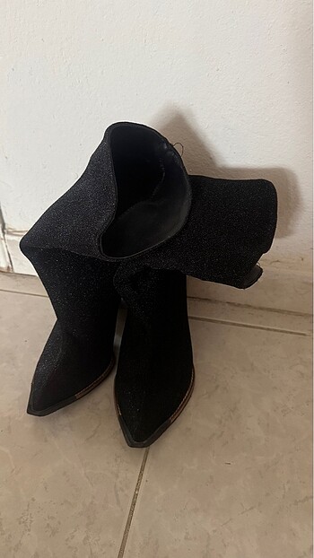 Shoe Tek Simli siyah çizme