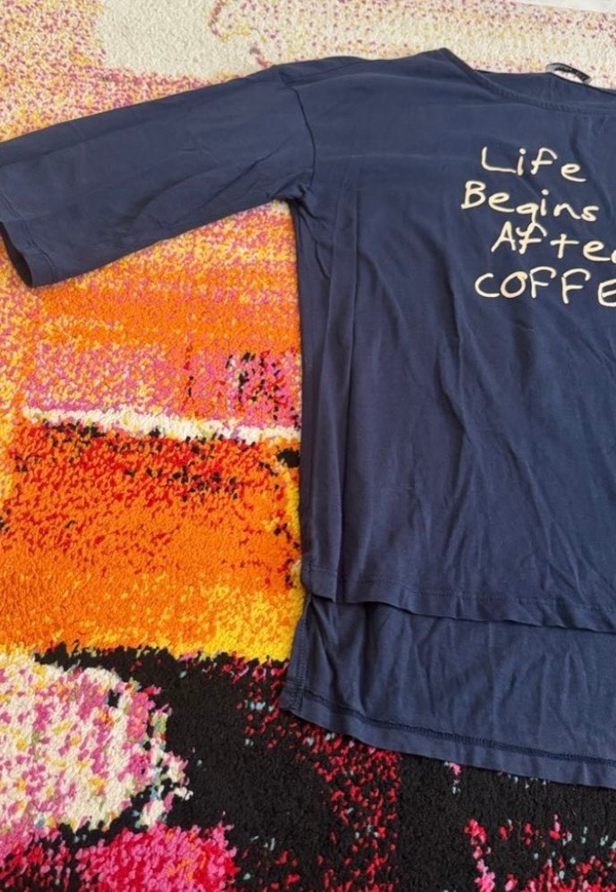 Mavi Pamuklu Uzun Kollu Tişört - Görsel 3