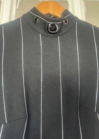 Kemerli Siyah Çizgili Uzun Kadın Elbise adl - Görsel 3