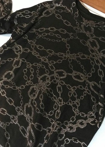Zincir Desenli Siyah Kadın Triko tunik - Görsel 2