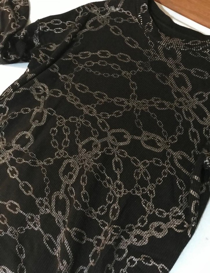 Zincir Desenli Siyah Kadın Triko tunik - Görsel 2