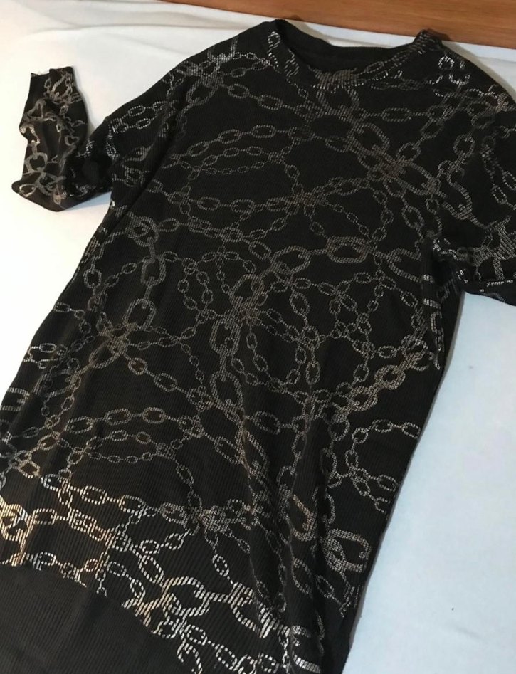 Zincir Desenli Siyah Kadın Triko tunik - Görsel 4