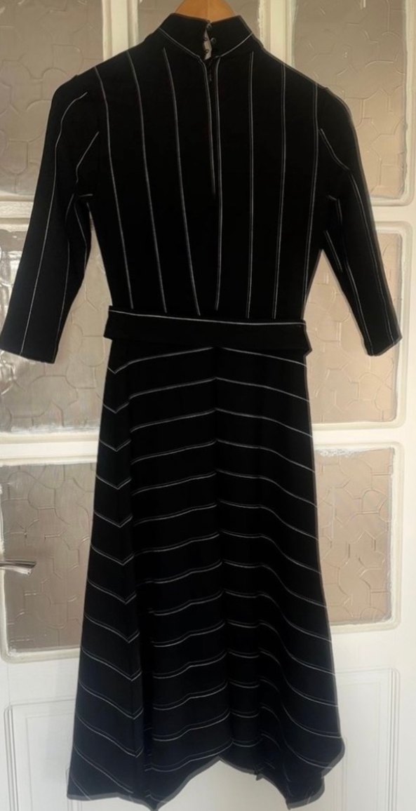 Kemerli Siyah Çizgili Uzun Elbise adl marka - Görsel 4