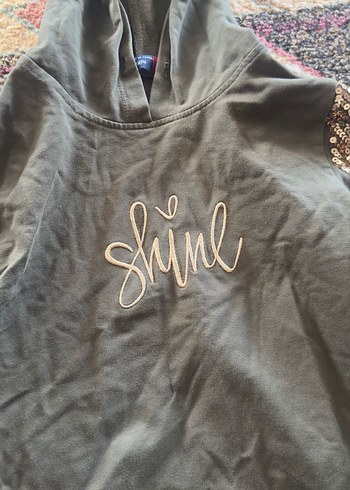 Kızlar için Gri Payetli Kapüşonlu Eşofman Takımı - Görsel 3