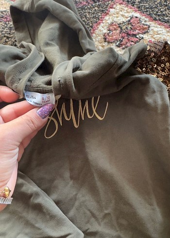 Kızlar için Gri Payetli Kapüşonlu Eşofman Takımı - Görsel 5