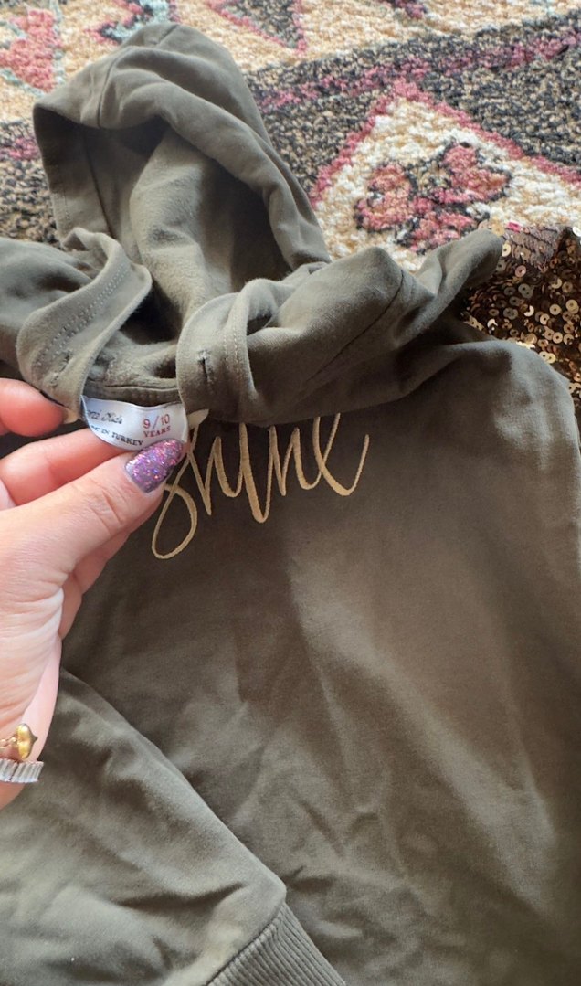 Kızlar için Gri Payetli Kapüşonlu Eşofman Takımı - Görsel 5