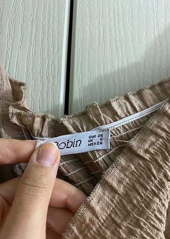 Bej Kemerli Uzun Keten Elbise - Görsel 2