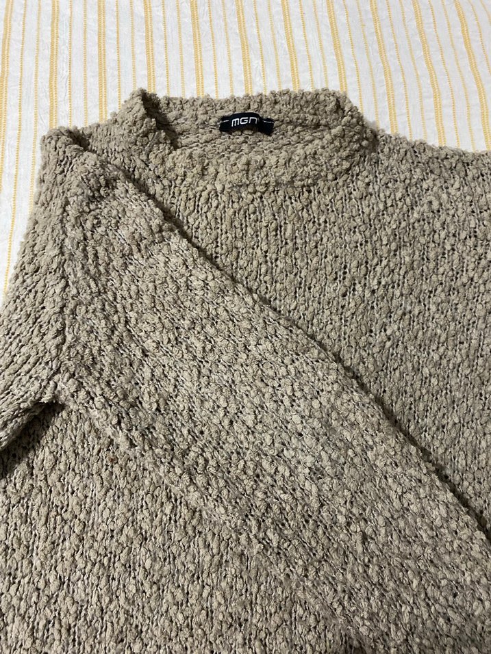 Gri Örgü Kadın Keten Kazak - Görsel 4