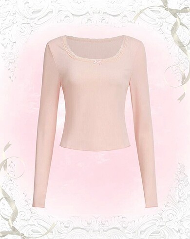 Pembe Dantelli Uzun Kollu Bluz